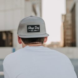 7 Panel hat – Grey with black and white logo(3)