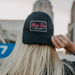 Golf hat – Black with black and red logo