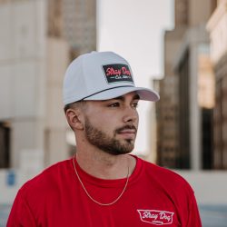 Rope hat – White with black and red logo(3)
